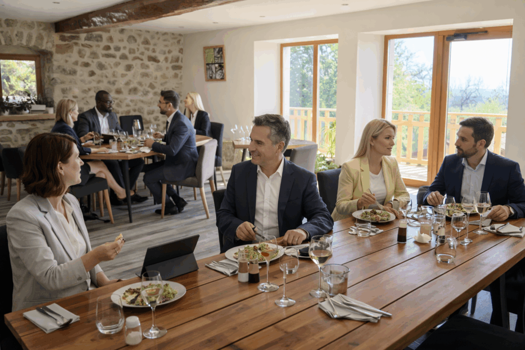 Déjeuner d'affaires séminaire résidentiel réunion d'entreprise au restaurant